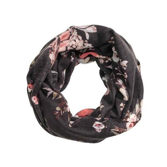 Scarf with floral elements resmi